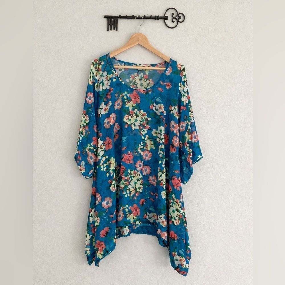 Lands End tropical beach floral bathing suit pool cover up vacation size XS